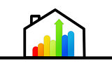 Energy efficient house graphic against a white background