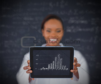 Woman holding a tablet