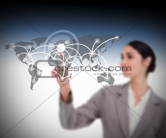 Businesswoman touching screen