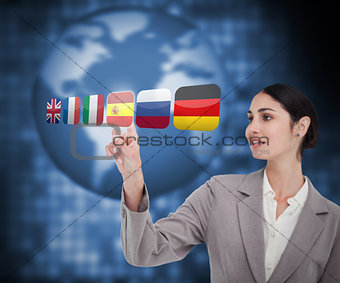 Woman in suit choosing Spanish flag