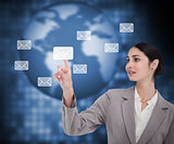 Businesswoman pointing on envelope