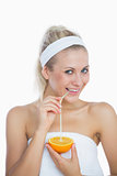 Woman enjoying orange juice