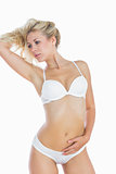 Sensuous woman in white underwear