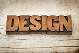design word in wood type