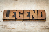 legend word in wood type