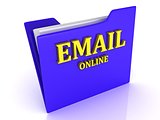 EMAIL Online bright yellow letters on a blue folder