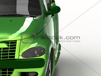 Car green with reflections