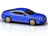 Premium blue car with gold wheels