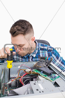 Computer engineer working on cpu
