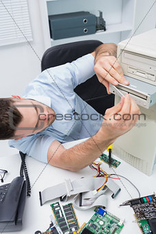Young it professional working on cpu
