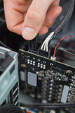 Hand fixing motherboard