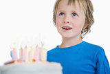Cute little boy with birthday cake