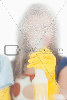 Window being washed by maid