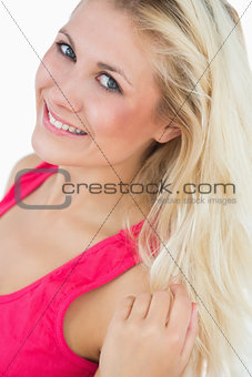 Portrait of beautiful woman with blue eyes and blonde hair