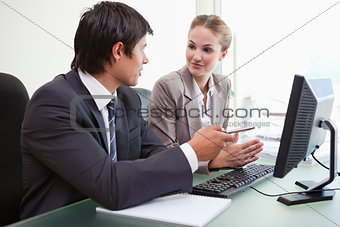 Two executives in meeting at office