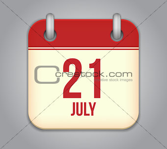 Vector calendar app icon 21 july