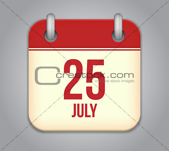 Vector calendar app icon 25 july