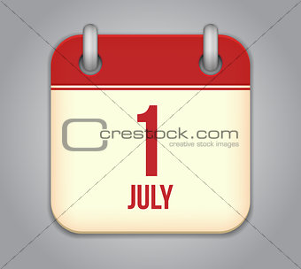 Vector calendar app icon 1 july