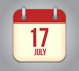 Vector calendar app icon 17 july