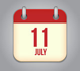 Vector calendar app icon 11 july