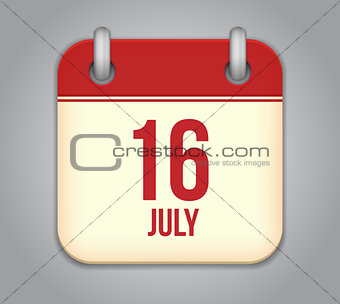 Vector calendar app icon 16 july