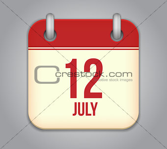 Vector calendar app icon 12 july