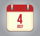 Vector calendar app icon 4 july