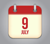 Vector calendar app icon 9 july