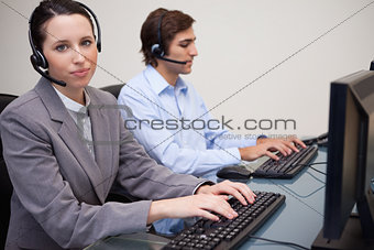 Two call center operators
