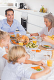Family eating thanksgiving dinner