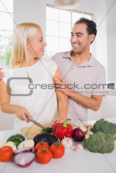 Lovely couple preparing the dinner