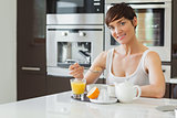 Woman having breakfast