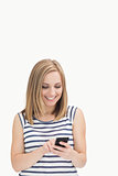 Casual young woman with smartphone
