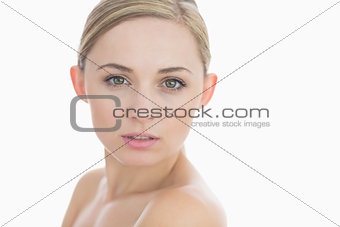 Closeup portrait of a fresh womans face