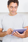 Man using tablet computer
