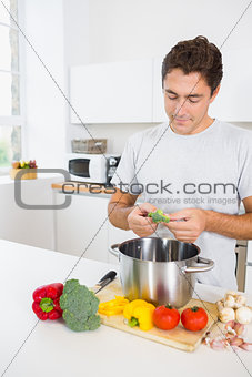 Man making vegetarian dinner