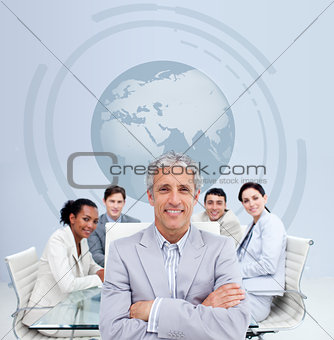 Businessman smiling in a meeting