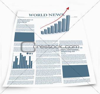 Business newspaper named world news with graphics