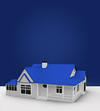 House standing against blue background