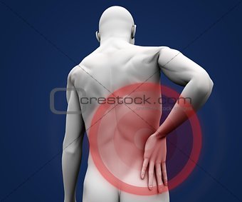 Human figure having pain
