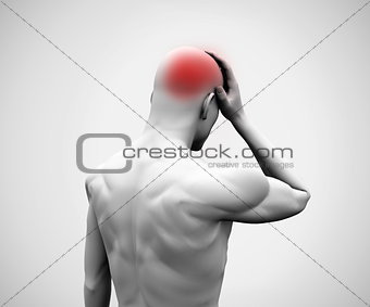 White digital figure with a headache