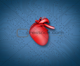 Diagram of a heart and technology