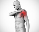 Highlighted shoulder pain of human figure