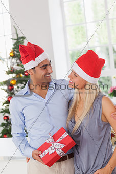 Smiling couple at christmas