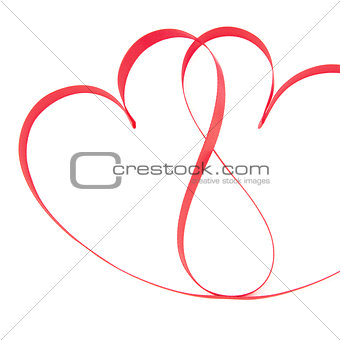 Pink ribbon in heart shapes