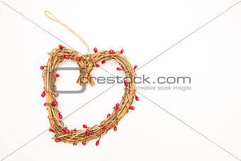 Straw heart shaped wreath