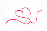 Decorative ribbon shaped into a heart