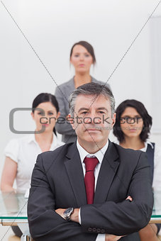 Businessman and his team taking a break