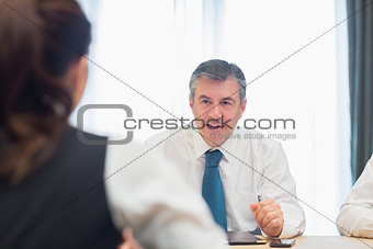 Businessman talking during meeting