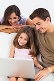 Family using the laptop